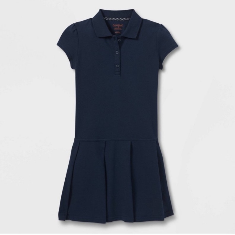 Cat & Jack Girls' Pleated School Uniform Tennis Dress Navy Blue